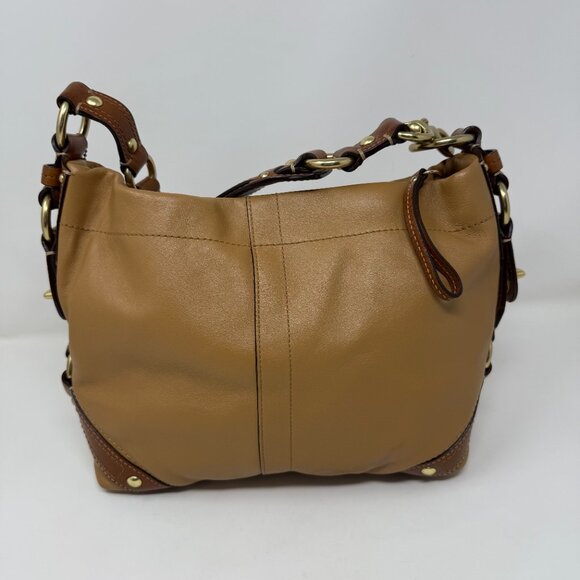 COACH 10615 Brown Leather Carly Slouchy Hobo Bag Tan Brass - Picture 6 of 10